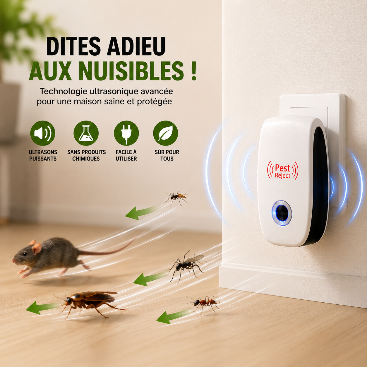 Répulsif Ultrasonique Multifonction – Protégez Votre Maison Sans Produits Chimiques