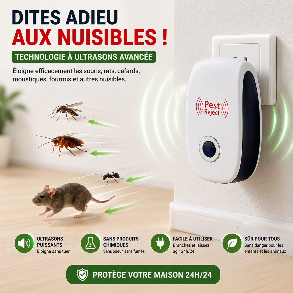 Répulsif Ultrasonique Multifonction – Protégez Votre Maison Sans Produits Chimiques