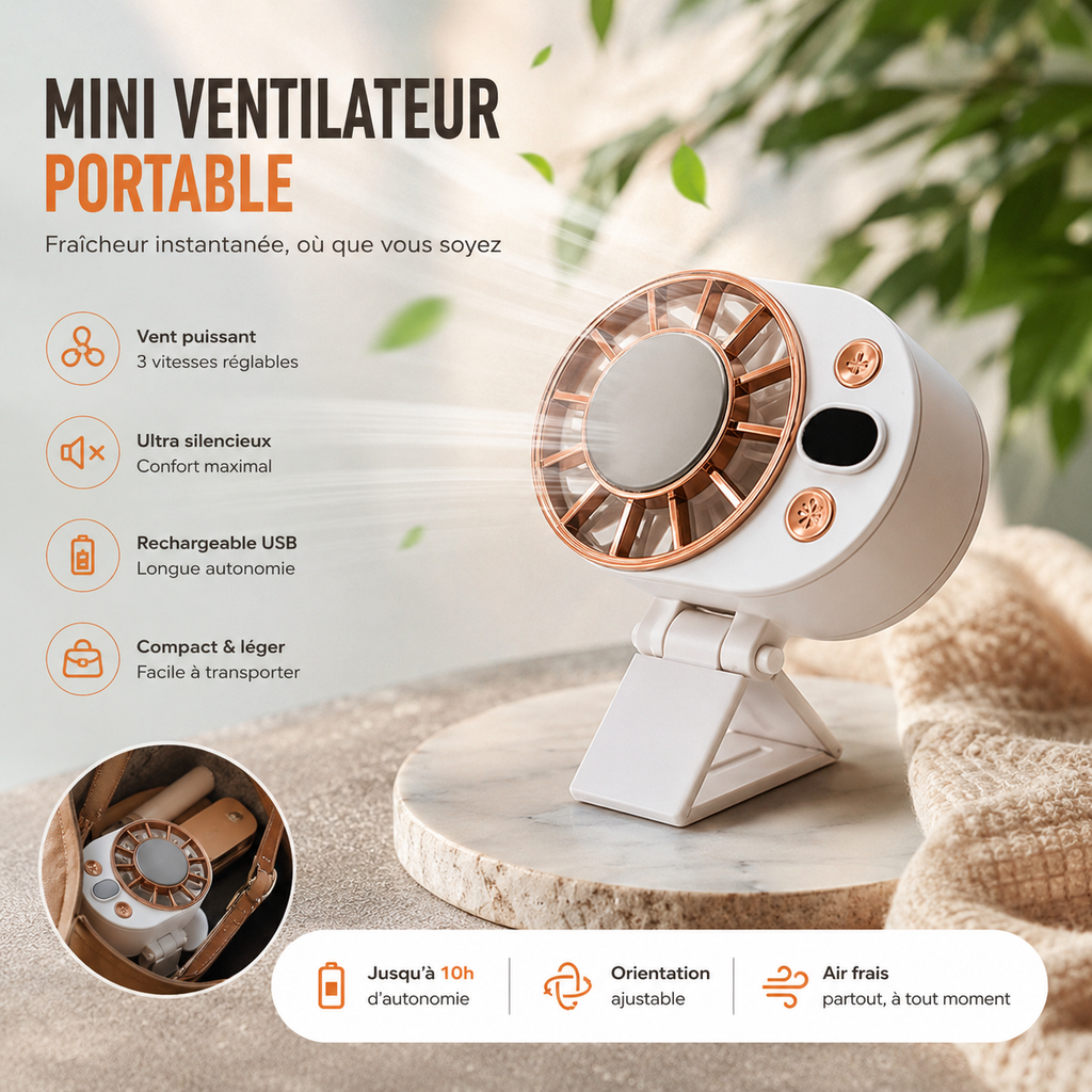 Mini Ventilateur portable et rechargeable