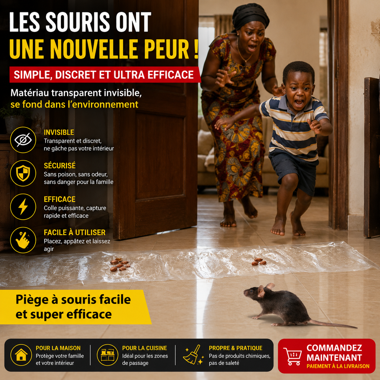 Tapis Adhésif Anti-Souris Ultra Puissant 120 cm – Capture Rapide Sans Poison