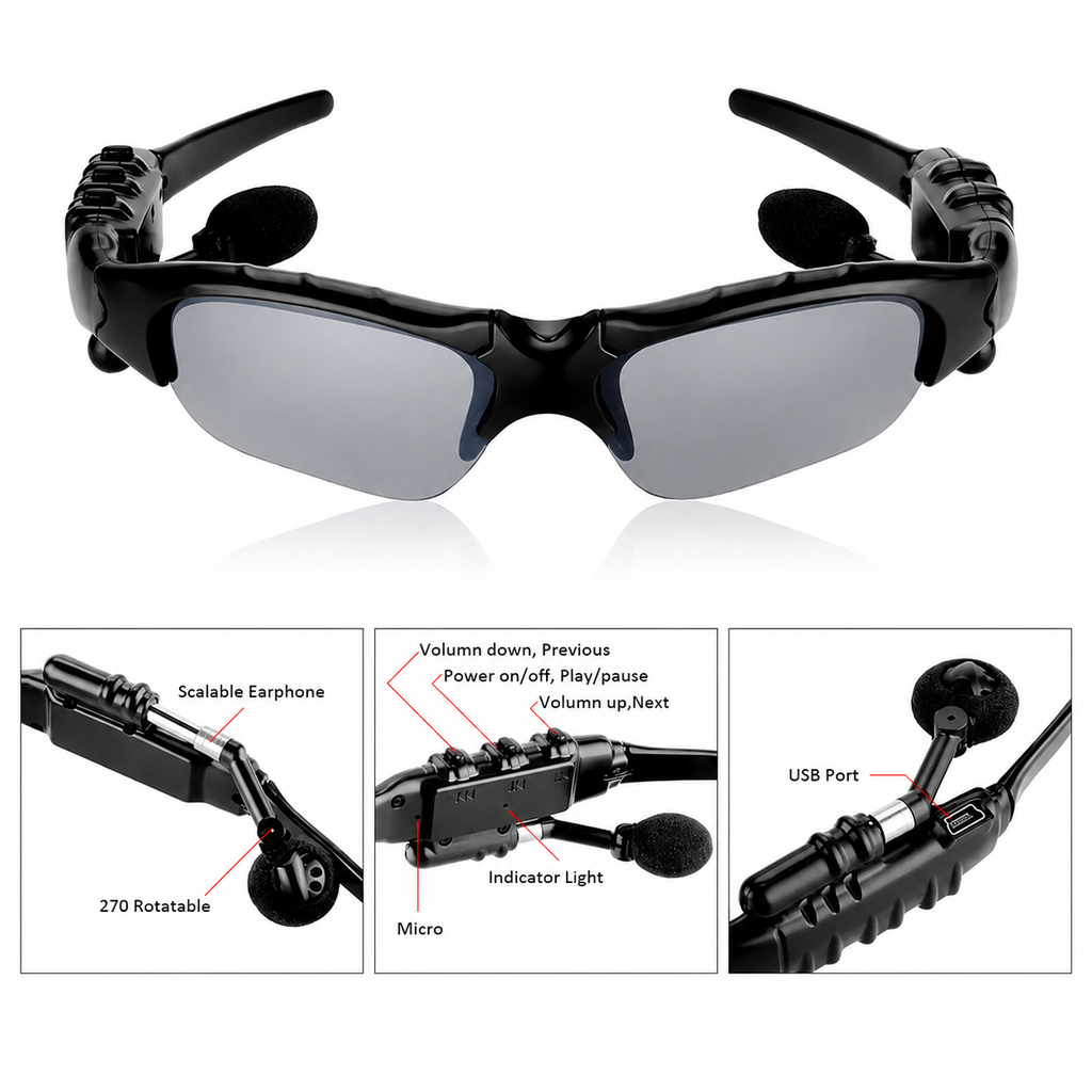 Lunettes de soleil tendance avec écouteurs intelligents